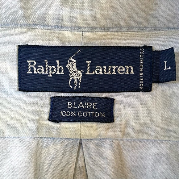 RALPH LAUREN BLAIRE 100% Cotton Men’s Shirt, Light Blue and White, Size Large - Picture 11 of 16